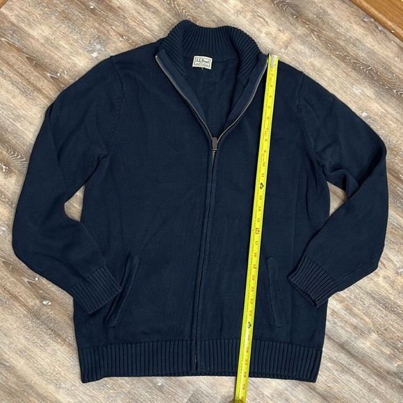 LL Bean Men's Full Zip Sweater Navy Blue 90s Cozy Cabin - Picture 9 of 13
